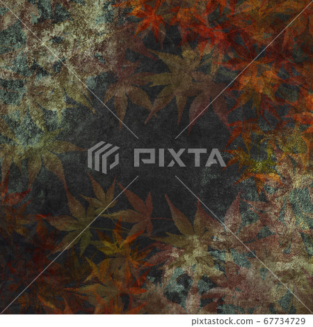 Background Illustration Featuring the Texture of Washi Paper-Autumn, the sense of season of colored leaves [1:1] 67734729