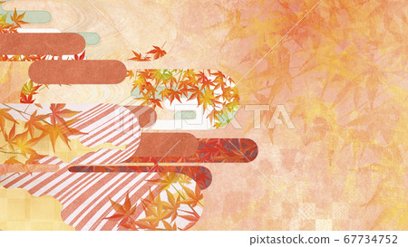 Background Illustration Featuring the Texture of Japanese Paper-Autumn, Autumnal Seasonal Feeling [16:9] 67734752