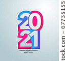 2021 happy new year in colour banner paper design, 67735155