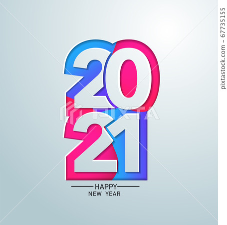 2021 happy new year in colour banner paper design, 2021 happy new year in colour banner paper design, 67735155