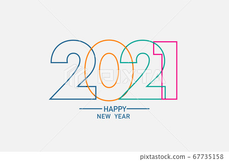 2021 happy new year logo text line art design, 67735158