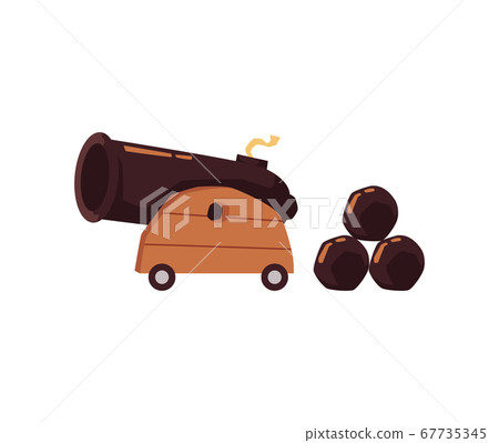 Cartoon cannon gun with projectile balls - war... - Stock Illustration ...