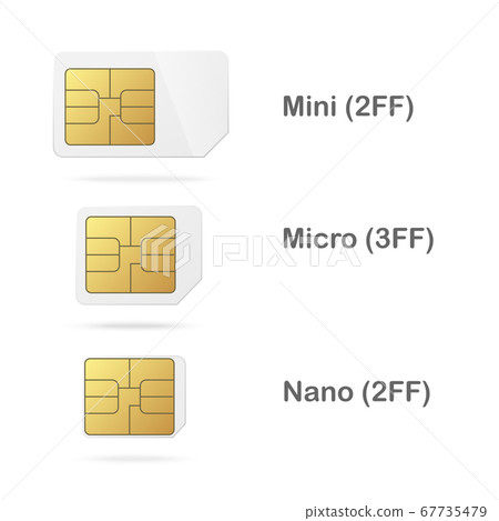 Phone microchip and cards templates set, realistic vector illustration isolated. 67735479