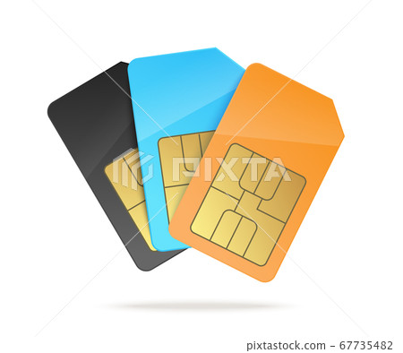 Mobile phone sim cards or chips template realistic vector illustration isolated. 67735482