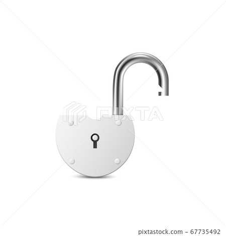 Open steel padlock icon or symbol realistic vector illustration isolated. Open steel padlock icon or symbol realistic vector illustration isolated. 67735492