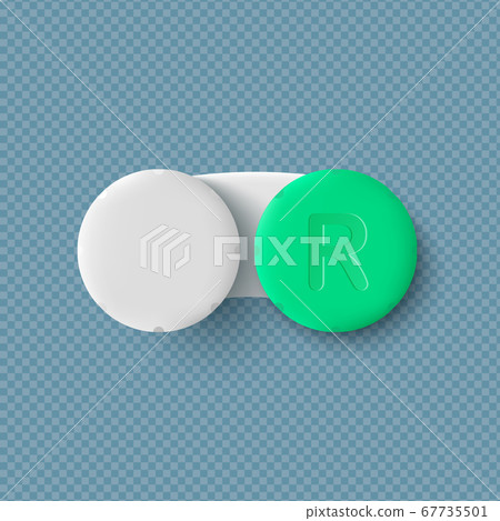 Template contact lens cases containers, realistic vector illustration isolated. 67735501