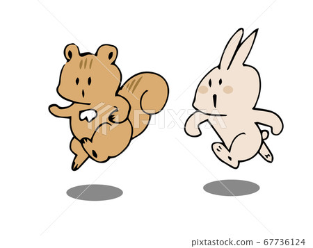 Squirrel and rabbit jumping 67736124