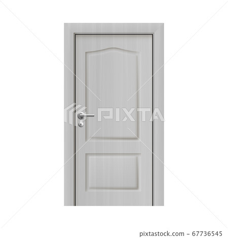 Classic white wooden two panel door in realistic 3D style 67736545