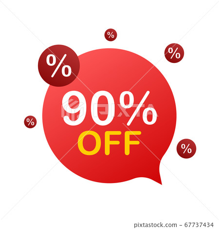 90 percent OFF Sale Discount Banner. Discount offer price tag. 90 percent discount promotion flat icon with long shadow. Vector illustration. 90 percent OFF Sale Discount Banner. Discount offer price tag. 90 percent discount promotion flat icon with long shadow. Vector illustration. 67737434