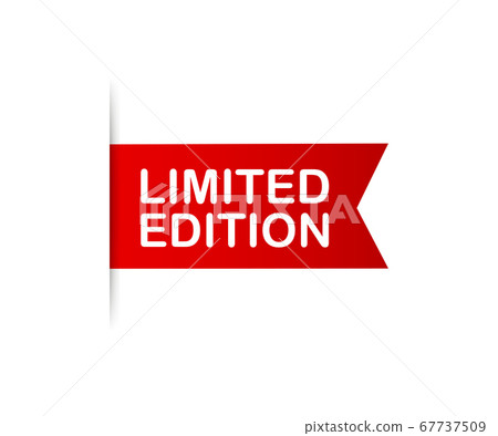 Limited edition grunge style red colored. Red ribbon. Discount label. Vector stock illustration. Limited edition grunge style red colored. Red ribbon. Discount label. Vector stock illustration. 67737509