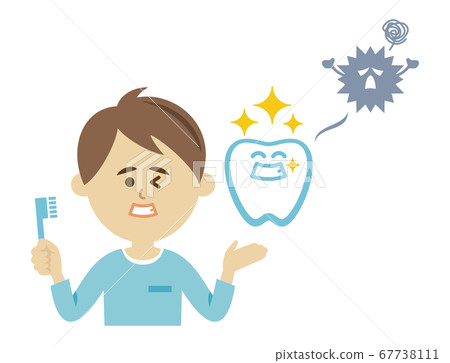 保持牙齒遠離良好刷牙的男孩的插圖圖像 67738111