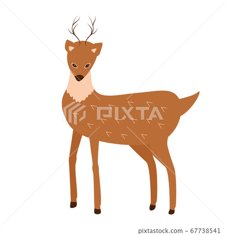 Brown deer. Vector illustration of a cartoon funny deer on a white background. Brown deer. Vector illustration of a cartoon funny deer on a white background. 67738541