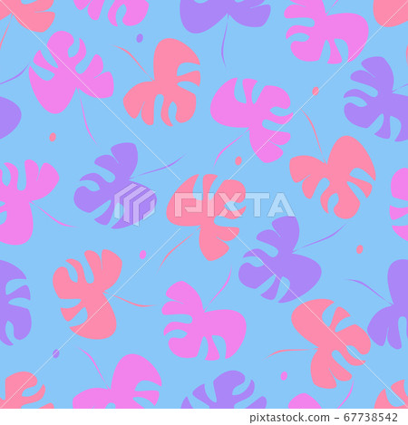 Seamless pattern of dracaenas leaves. Vector illustration of summer color abstract leaves on a colored background. Wallpaper. Seamless pattern of dracaenas leaves. Vector illustration of summer color abstract leaves on a colored background. Wallpaper. 67738542
