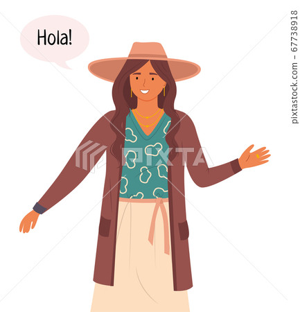 A Latin American young woman greets in her... - Stock Illustration  [67738918] - PIXTA