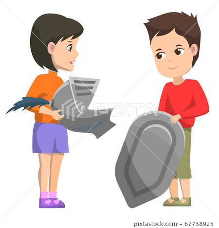 History Club Children with Armory Shield Helmet History Club Children with Armory Shield Helmet 67738925
