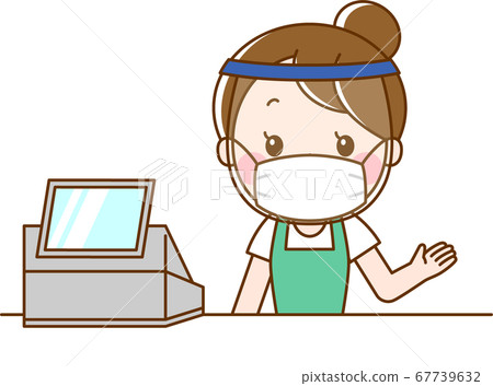 收銀員女人_面罩和麵罩 收銀員女人_面罩和麵罩 67739632