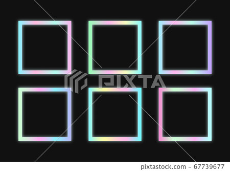 Rectangular holographic frames set in psychedelic vaporwave style. 67739677
