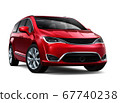 Red minivan on white background 67740238