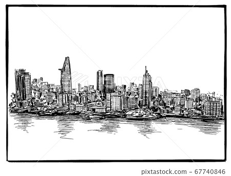 Drawing of the Ho Chi Minh city skyline in Vietnam Drawing of the Ho Chi Minh city skyline in Vietnam 67740846