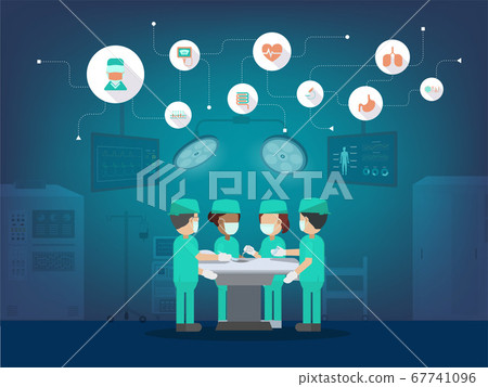 Surgeon team with icons 67741096
