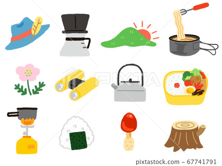 Mountain rice and outdoor goods icon set Mountain rice and outdoor goods icon set 67741791