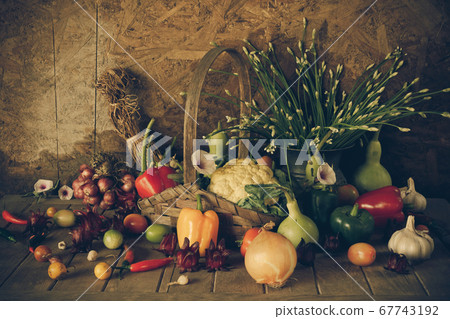 still life Vegetables, Herbs and Fruit. still life Vegetables, Herbs and Fruit. 67743192