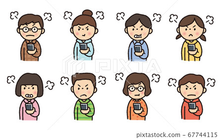 孩子_智能手機_面部表情_生氣 67744115