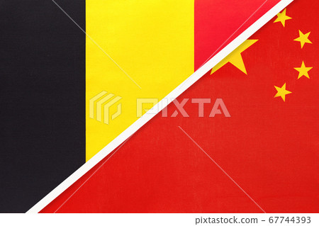 Belgium and China or PRC, symbol of two national flags Belgium and China or PRC, symbol of two national flags 67744393