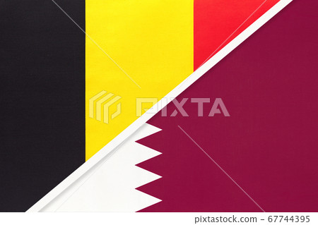 Belgium and Qatar, symbol of two national flags 67744395