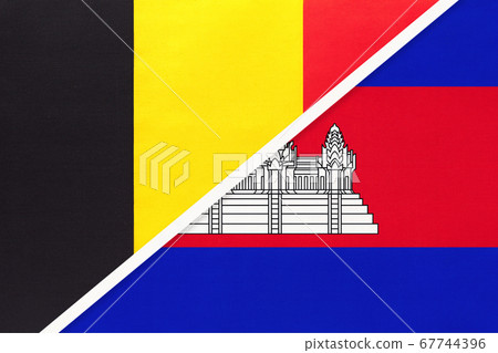 Belgium and Cambodia, symbol of two national flags 67744396