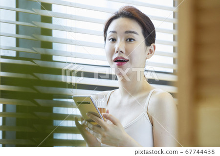 Smartphone, Tea Time, Tea Therapy, Foot Bath, Healing, Young Woman Smartphone, Tea Time, Tea Therapy, Foot Bath, Healing, Young Woman 67744438