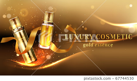 Luxury cosmetic products with golden glitter Luxury cosmetic products with golden glitter 67744530