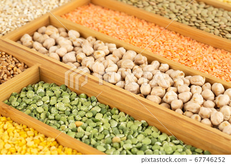 Wooden box with groats 67746252