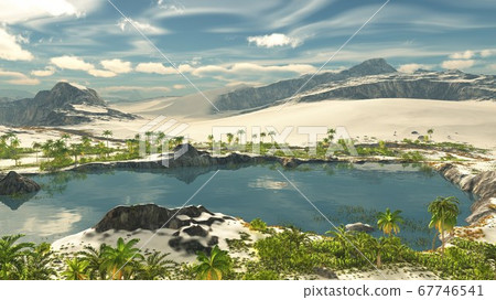Beautiful natural background -African oasis 3d rendering Beautiful natural background -African oasis 3d rendering 67746541