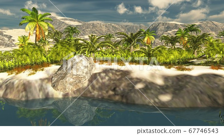 Beautiful natural background -African oasis 3d rendering Beautiful natural background -African oasis 3d rendering 67746543