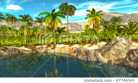 Beautiful natural background -African oasis 3d rendering Beautiful natural background -African oasis 3d rendering 67746545