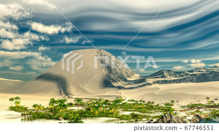 Beautiful natural background -African oasis 3d rendering 67746551