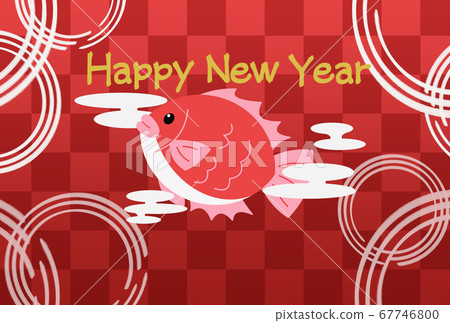 2021新年賀卡模板,水平位置,鯛魚,方格的圖案,帶字 2021新年賀卡模板,水平位置,鯛魚,方格的圖案,帶字 67746800