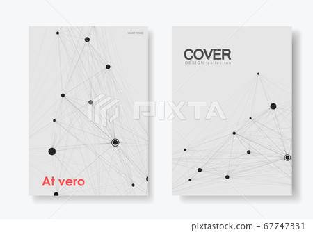 Vector abstract 2 brochures with molecules of black color on white background 67747331