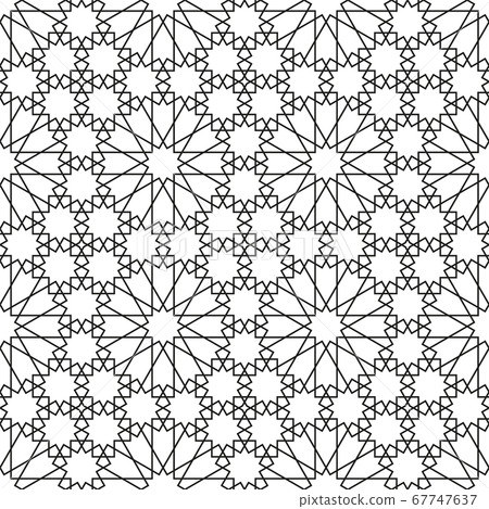 Seamless arabic geometric ornament in black and 67747637