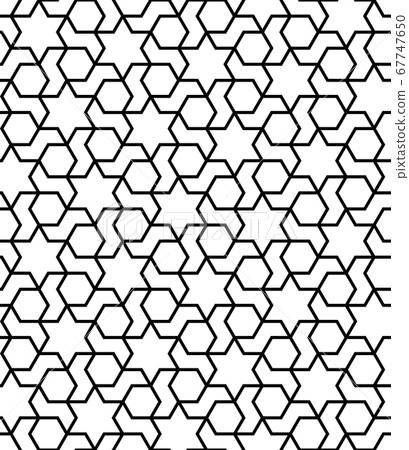 Seamless arabic geometric ornament in black and Seamless arabic geometric ornament in black and 67747650