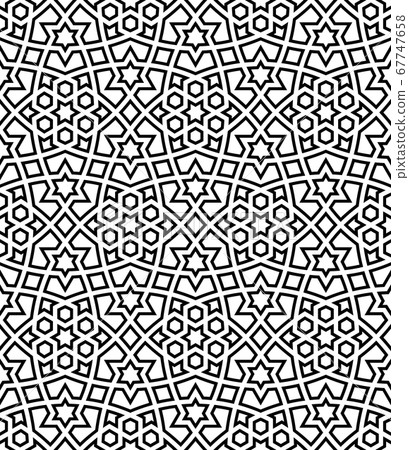 Seamless arabic geometric ornament in black and Seamless arabic geometric ornament in black and 67747658
