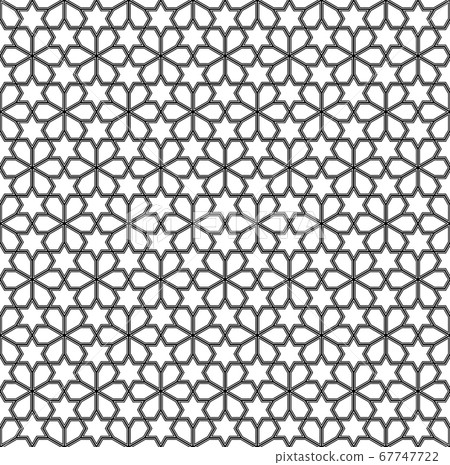 Seamless arabic geometric ornament in black and Seamless arabic geometric ornament in black and 67747722