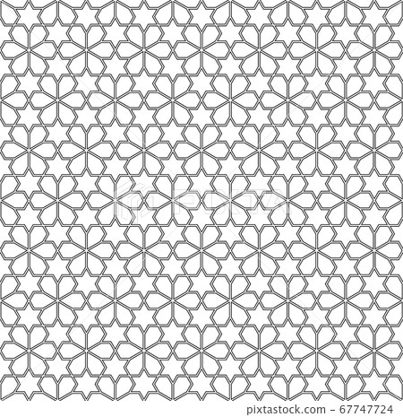Seamless arabic geometric ornament in black and Seamless arabic geometric ornament in black and 67747724