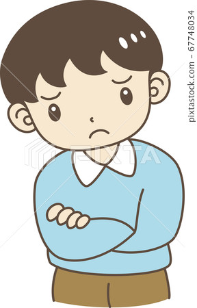 Boy character with arms folded and leaning neck - Stock Illustration ...