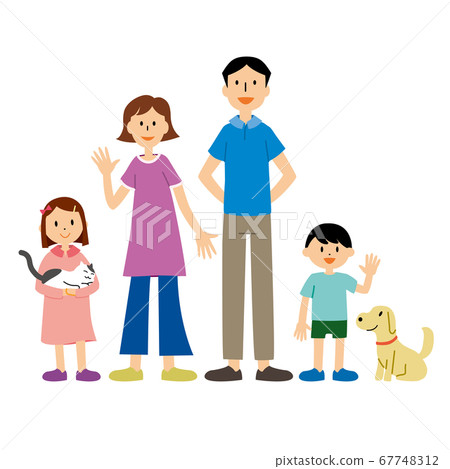 Family, cat and dog illustration 67748312
