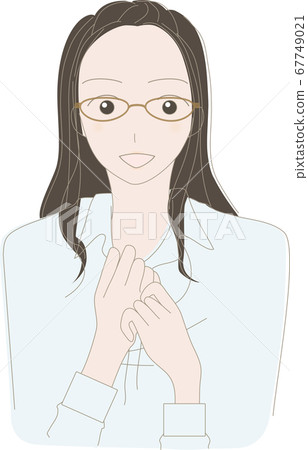 Happy smiling woman wearing glasses with her... - Stock Illustration ...