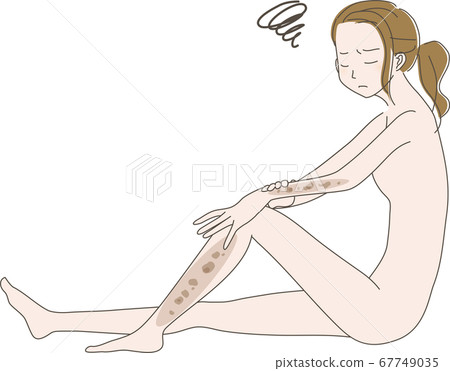 Illustration of a woman worried about stains 67749035