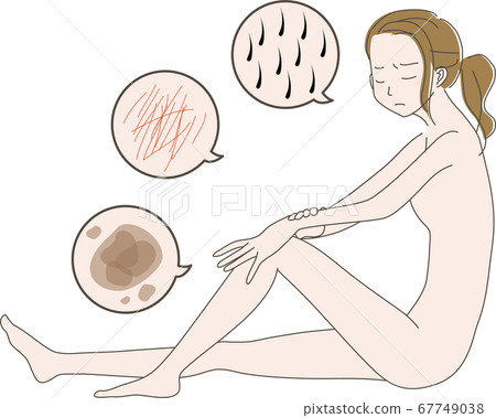 Illustration of a woman with dissatisfied skin 67749038