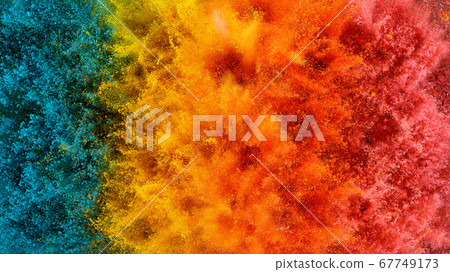 Abstract coloured powder explosion background Abstract coloured powder explosion background 67749173